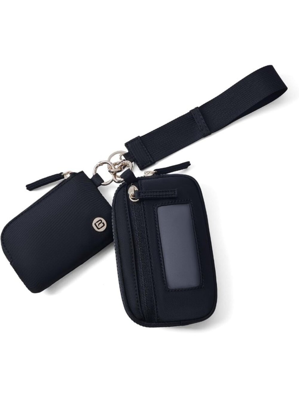 Stylish Nylon RFID Wristlet Wallet with Dual Pouch, Keychain & ID Window